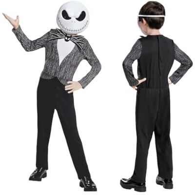 Disguise Disney The Nightmare Before Christmas Jack Skellington kinderkostuum met masker maat L (10-12 jaar) officieel gelicentieerd product jongenskostuum voor Halloween, carnaval of themafeesten Disguise Disney The Nightmare Before Christmas Jack Skellington kinderkostuum met masker maat L (10-12 jaar) officieel gelicentieerd product jongenskostuum voor Halloween, carnaval of themafeesten