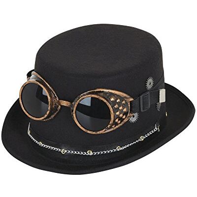 Bristol Novelty Zwarte steampunk-hoed met bril en tandwielen (1 stuk) duurzaam en opvallend design, perfect voor cosplay, wereldboekendag, festivals en geschenken Bristol Novelty Zwarte steampunk-hoed met bril en tandwielen (1 stuk) duurzaam en opvallend design, perfect voor cosplay, wereldboekendag, festivals en geschenken