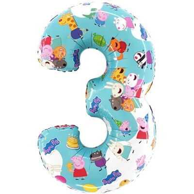 Toyland ® Peppa Pig, George & Friends folieballon in de vorm van een cijfer 66 cm, feestballonnen voor kinderen, nummer 1 tot 6 verkrijgbaar Toyland ® Peppa Pig, George & Friends folieballon in de vorm van een cijfer 66 cm, feestballonnen voor kinderen, nummer 1 tot 6 verkrijgbaar