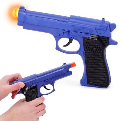 Toyland Speelgoedpistool, blauw, met licht en geluid, 28 cm, rollenspel voor politie, verkleedpartijen Toyland Speelgoedpistool, blauw, met licht en geluid, 28 cm, rollenspel voor politie, verkleedpartijen