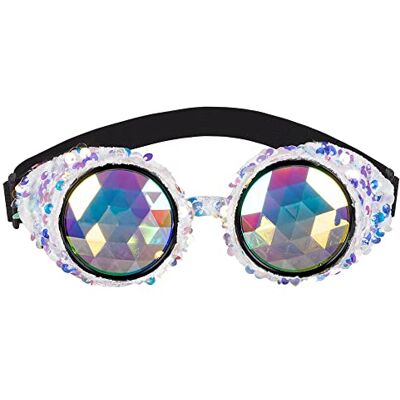 Boland 02654 Mirage feestbril zilver met pailletten en elastische band, holografische glazen, techno-feest, verkleedpartij, carnaval, themafeest Boland 02654 Mirage feestbril zilver met pailletten en elastische band, holografische glazen, techno-feest, verkleedpartij, carnaval, themafeest