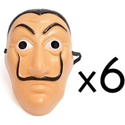 Ciao Dali Volwassenen, roze, verpakking van 6 maskers, 23422.6 Ciao Dali Volwassenen, roze, verpakking van 6 maskers, 23422.6
