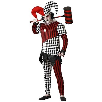 ATOSA Harlekijn Halloween kostuum wit zwart met muts voor heren en volwassenen, XS ATOSA Harlekijn Halloween kostuum wit zwart met muts voor heren en volwassenen, XS