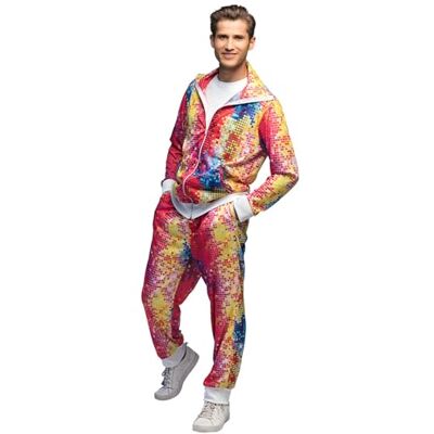 Boland Trainingspak voor heren, disco, campingpak, trainingspak, jaren 80-outfit, groepskostuum, themafeest, carnaval Boland Trainingspak voor heren, disco, campingpak, trainingspak, jaren 80-outfit, groepskostuum, themafeest, carnaval