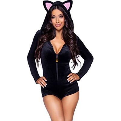 Leg Avenue Comfy Cat, met ultra-zachte fluwelen ritssluiting en ritssluiting met ritssluiting, oorkap en Kitty Tail. Leg Avenue Comfy Cat, met ultra-zachte fluwelen ritssluiting en ritssluiting met ritssluiting, oorkap en Kitty Tail.