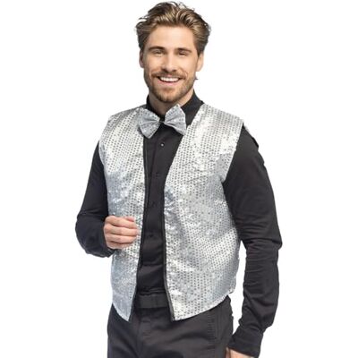 Boland Kostuumset voor volwassenen, vest en vlinderdas met pailletten, kostuumaccessoires, carnaval, Nieuwjaar, themafeest Boland Kostuumset voor volwassenen, vest en vlinderdas met pailletten, kostuumaccessoires, carnaval, Nieuwjaar, themafeest