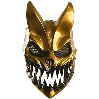 spier Slaughter To Prevail Halloween volledig masker met beweegbare mond voor cosplay, muziekfeest, Deathcore Kid of Darkness, goud, L spier Slaughter To Prevail Halloween volledig masker met beweegbare mond voor cosplay, muziekfeest, Deathcore Kid of Darkness, goud, L