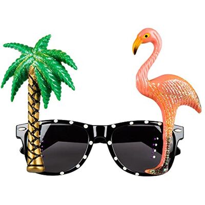 Boland 52517 Hawaiiaanse feestbril met flamingo en palmboom, kostuumaccessoires, carnavalskostuum, zomerfeest Boland 52517 Hawaiiaanse feestbril met flamingo en palmboom, kostuumaccessoires, carnavalskostuum, zomerfeest