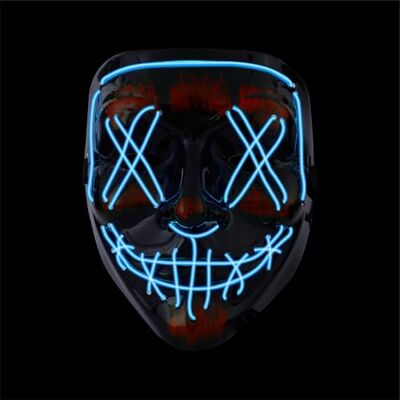 Costumed Purge Masker, led, controleerbaar, kleur naar keuze, kostuum voor dames en heren, Halloween, carnaval, Mardi Gras (led blauw) Costumed Purge Masker, led, controleerbaar, kleur naar keuze, kostuum voor dames en heren, Halloween, carnaval, Mardi Gras (led blauw)