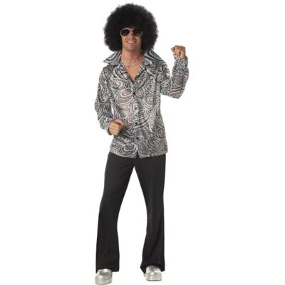California Costumes 00984-Silver Groovy Disco T-shirt jaren '70-kostuum, zilver, XL California Costumes 00984-Silver Groovy Disco T-shirt jaren '70-kostuum, zilver, XL