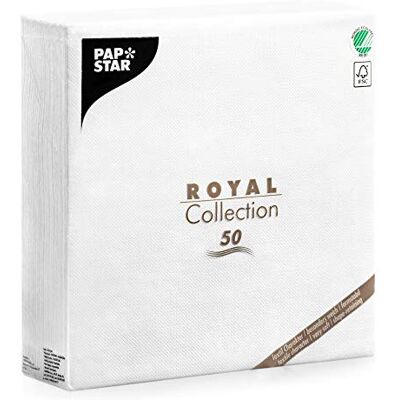 PAPSTAR , 50 servetten "Royal Collection" 48 x 48 cm, 4 vouwen, wit #11577 PAPSTAR , 50 servetten "Royal Collection" 48 x 48 cm, 4 vouwen, wit #11577