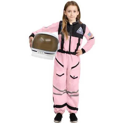 Spooktacular Creations Roze astronautenkostuum met helm, ruimtekostuum voor peuters met beweegbaar vizier, Halloween-kostuum voor meisjes, cosplay, feestaccessoires (maat M, 8-10 jaar) Spooktacular Creations Roze astronautenkostuum met helm, ruimtekostuum voor peuters met beweegbaar vizier, Halloween-kostuum voor meisjes, cosplay, feestaccessoires (maat M, 8-10 jaar)