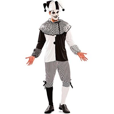 EUROCARNAVALES Clown Piper kostuum voor heren zwart en wit carnaval maat 52 EUROCARNAVALES Clown Piper kostuum voor heren zwart en wit carnaval maat 52