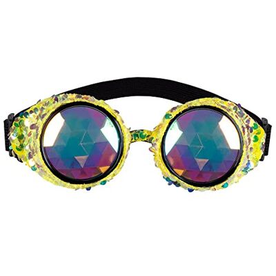 Boland 02653 Mirage feestbril goud met pailletten en elastische band holografische glazen techno-kostuumfeest, carnaval, themafeest één maat, goud Boland 02653 Mirage feestbril goud met pailletten en elastische band holografische glazen techno-kostuumfeest, carnaval, themafeest één maat, goud