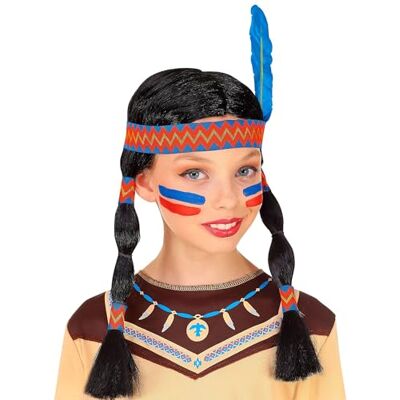 W WIDMANN MILANO Party Fashion Widmann India pruik met Coletas kinderen W WIDMANN MILANO Party Fashion Widmann India pruik met Coletas kinderen