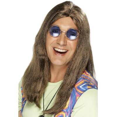 Smiffys Hippie Neil bruine pruik met zijscheiding Smiffys Hippie Neil bruine pruik met zijscheiding
