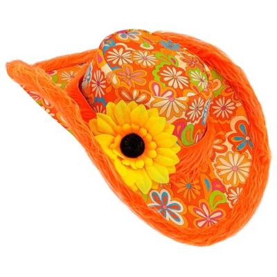 W WIDMANN MILANO Party Fashion Widmann 2596A Ibiza hoed met pluche rand en zonnebloem, oranje, feesthoed, carnavalsaccessoire, themafeest W WIDMANN MILANO Party Fashion Widmann 2596A Ibiza hoed met pluche rand en zonnebloem, oranje, feesthoed, carnavalsaccessoire, themafeest