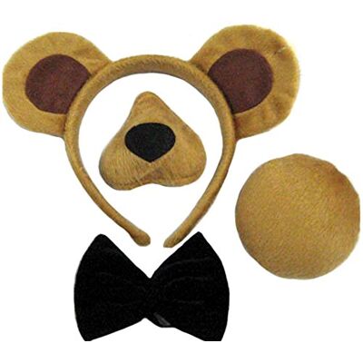 Bristol Novelty DS146 Bear Ears, Nose, Tail and Bow Tie Costume Set, Brown, One Size Bristol Novelty DS146 Bear Ears, Nose, Tail and Bow Tie Costume Set, Brown, One Size