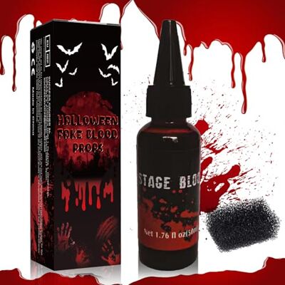 CYBIONE Kunstbloed voor Halloween, vampier- of zombie-make-up, wasbaar, kledingspray, huid en gezicht CYBIONE Kunstbloed voor Halloween, vampier- of zombie-make-up, wasbaar, kledingspray, huid en gezicht