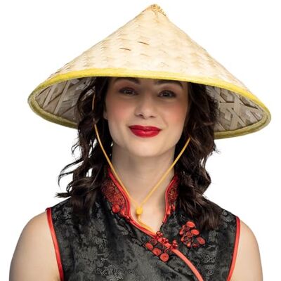 Boland 95453 Oosterse hoed, Eén maat, Chinese strohoed met zwarte band, carnaval, accessoires Boland 95453 Oosterse hoed, Eén maat, Chinese strohoed met zwarte band, carnaval, accessoires