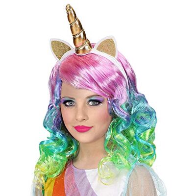 W WIDMANN MILANO Party Fashion Widmann 46935 Kleurrijke eenhoorn-pruik voor kinderen, haarband met hoorn en oren, themafeest, carnaval W WIDMANN MILANO Party Fashion Widmann 46935 Kleurrijke eenhoorn-pruik voor kinderen, haarband met hoorn en oren, themafeest, carnaval