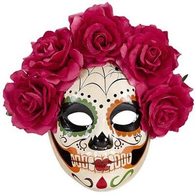 W WIDMANN MILANO Party Fashion DIA DE LOS MUERTOS MASK DECORATEDWITH RED ROSES" - W WIDMANN MILANO Party Fashion DIA DE LOS MUERTOS MASK DECORATEDWITH RED ROSES" -