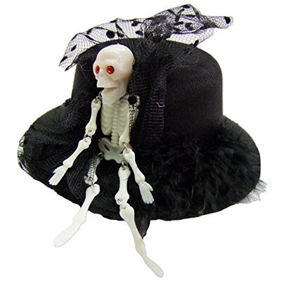 W WIDMANN MILANO Party Fashion Widmann 9392N Mini skelet hoed veren hoed haar kapsel accessoires voor carnaval themafeest Halloween W WIDMANN MILANO Party Fashion Widmann 9392N Mini skelet hoed veren hoed haar kapsel accessoires voor carnaval themafeest Halloween