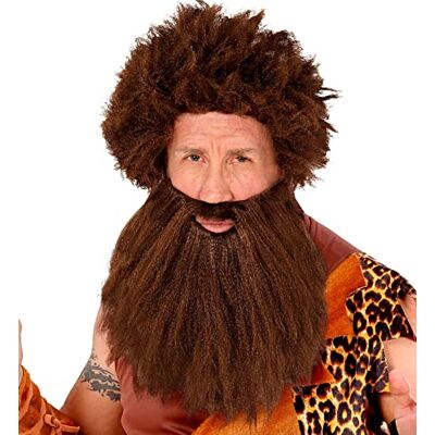 W WIDMANN MILANO Party Fashion Widmann 02368 Holbewoner pruik met baard, bruin, synthetisch haar, man uit het stenen tijdperk, jungle, neanderthaler, themafeest, carnaval W WIDMANN MILANO Party Fashion Widmann 02368 Holbewoner pruik met baard, bruin, synthetisch haar, man uit het stenen tijdperk, jungle, neanderthaler, themafeest, carnaval