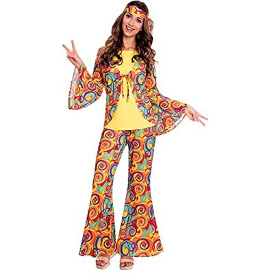 amscan -9907008 Hippy Woman kostuum, 9907008, meerkleurig, 16-18 amscan -9907008 Hippy Woman kostuum, 9907008, meerkleurig, 16-18