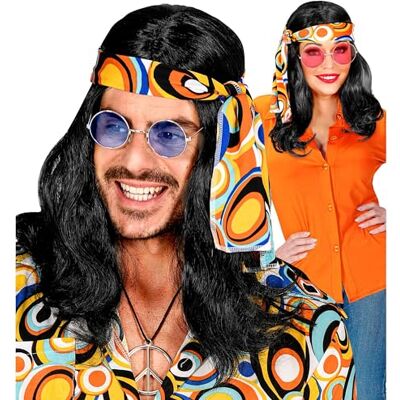 W WIDMANN MILANO Party Fashion Widmann Hippie-pruik met hoofdband, disco, jaren '70, carnaval, themafeest W WIDMANN MILANO Party Fashion Widmann Hippie-pruik met hoofdband, disco, jaren '70, carnaval, themafeest
