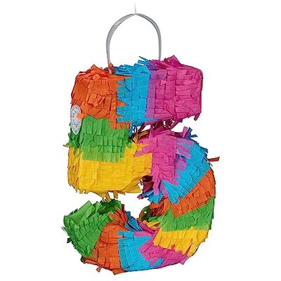 Relaxdays Pinata in de vorm van een cijfer 5, verjaardag, 20,5 x 15 x 4,5 cm, meerkleurig Relaxdays Pinata in de vorm van een cijfer 5, verjaardag, 20,5 x 15 x 4,5 cm, meerkleurig