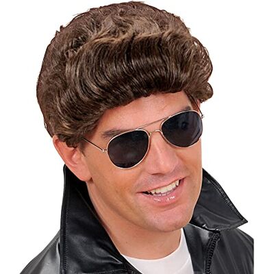 W WIDMANN MILANO Party Fashion Widmann Bruine Greaser pruik voor heren W WIDMANN MILANO Party Fashion Widmann Bruine Greaser pruik voor heren