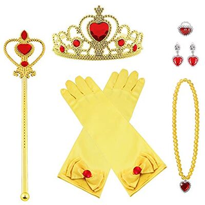 Vicloon Princess Dress Up, 9 stuks prinses verkleedaccessoires, meisjes, diadeem, kroon, prinses, toverstaf, halsketting, handschoenen, gespen, oorbellen, voor cosplay, carnaval, verjaardagsfeest Vicloon Princess Dress Up, 9 stuks prinses verkleedaccessoires, meisjes, diadeem, kroon, prinses, toverstaf, halsketting, handschoenen, gespen, oorbellen, voor cosplay, carnaval, verjaardagsfeest