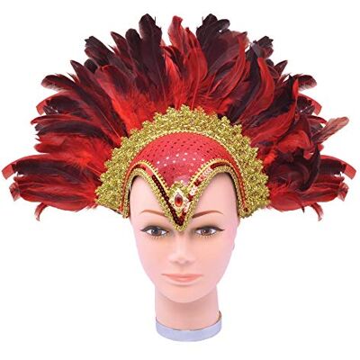 Bristol Novelty Dameshelm met rode veren met juweel en veer (1 stuk) geweldig design, perfect voor festivals, optochten, cosplay, kostuumfeesten, evenementen en meer Bristol Novelty Dameshelm met rode veren met juweel en veer (1 stuk) geweldig design, perfect voor festivals, optochten, cosplay, kostuumfeesten, evenementen en meer