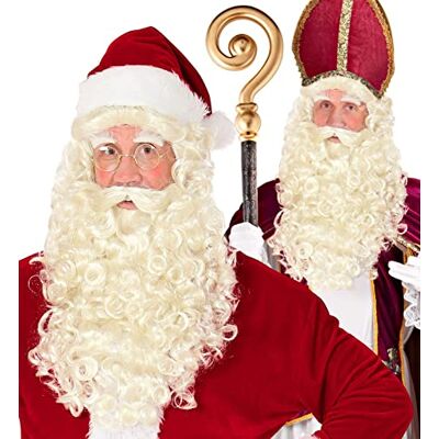 W WIDMANN MILANO Party Fashion 51641 Kerstman / Sinterklaas pruik met baard, snor en wenkbrauwen, kerstman, themafeest, carnaval W WIDMANN MILANO Party Fashion 51641 Kerstman / Sinterklaas pruik met baard, snor en wenkbrauwen, kerstman, themafeest, carnaval