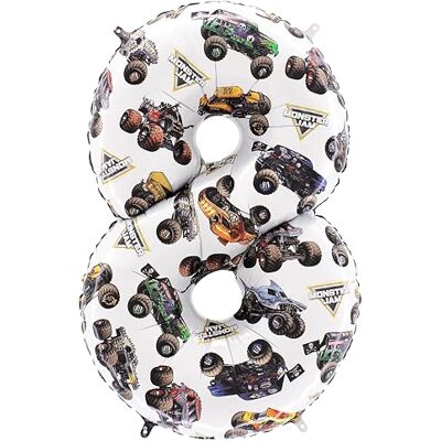 Toyland ® 66 cm Monster Jam™ folieballon nummer 8 enorme Monster Truck verjaardagsballon feestdecoratie, met lucht of helium opgeblazen, zelfdichtend Toyland ® 66 cm Monster Jam™ folieballon nummer 8 enorme Monster Truck verjaardagsballon feestdecoratie, met lucht of helium opgeblazen, zelfdichtend