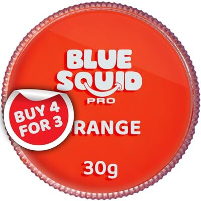 Blue Squid PRO Gezichtsverf, professionele verf op waterbasis voor unieke taart, SFX make-up voor kinderen en volwassenen, Halloween-verf voor kinderen en kinderen, oranje Blue Squid PRO Gezichtsverf, professionele verf op waterbasis voor unieke taart, SFX make-up voor kinderen en volwassenen, Halloween-verf voor kinderen en kinderen, oranje