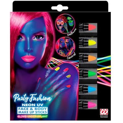 W WIDMANN MILANO Party Fashion Widmann 09602 Make-upstiften, UV-make-upstiften, uniseks, volwassenen, meerkleurig, Eén maat, 6 stuks W WIDMANN MILANO Party Fashion Widmann 09602 Make-upstiften, UV-make-upstiften, uniseks, volwassenen, meerkleurig, Eén maat, 6 stuks
