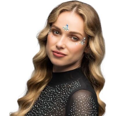 Boland Set van 3 zelfklevende lichaamssieraden van strass-steentjes voor gezicht en lichaam, ideaal voor carnaval, make-up of festivals Boland Set van 3 zelfklevende lichaamssieraden van strass-steentjes voor gezicht en lichaam, ideaal voor carnaval, make-up of festivals