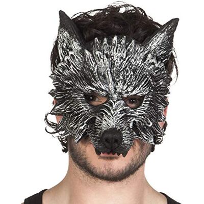 Boland 97516 Weerwolfmasker voor volwassenen, grijs, één maat, 1 stuk Boland 97516 Weerwolfmasker voor volwassenen, grijs, één maat, 1 stuk