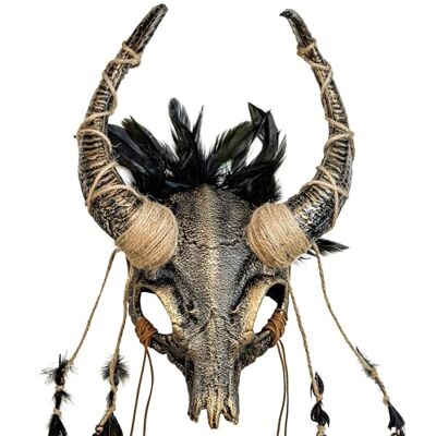 W WIDMANN MILANO Party Fashion Sjamaanmasker stier schedel met veren, accessoire voor Viking-kostuums, carnaval W WIDMANN MILANO Party Fashion Sjamaanmasker stier schedel met veren, accessoire voor Viking-kostuums, carnaval