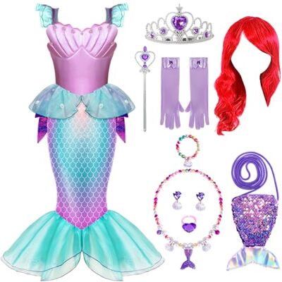 Spooktacular Creations Zeemeermin kostuum voor meisjes, zeemeermin prinsessenkostuum voor kinderen met accessoires voor Halloween, maat M Spooktacular Creations Zeemeermin kostuum voor meisjes, zeemeermin prinsessenkostuum voor kinderen met accessoires voor Halloween, maat M