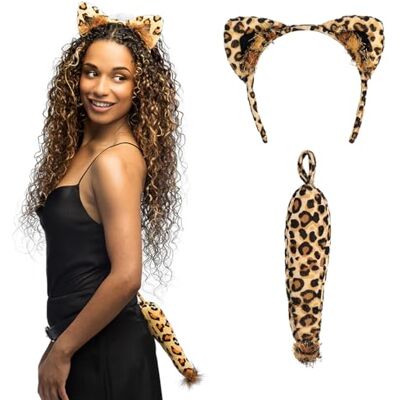 Boland 52313 kostuumset luipaard, tiara en staart van pluche, wilde kat, kat, luipaard, bekleding, accessoires, kostuum, carnaval, themafeest Boland 52313 kostuumset luipaard, tiara en staart van pluche, wilde kat, kat, luipaard, bekleding, accessoires, kostuum, carnaval, themafeest