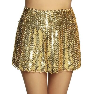 Boland 01721 Mini-rok, glitter, goud, één maat, volwassenen, elastisch, rekbaar, disco, kostuum, carnaval, themafeest Boland 01721 Mini-rok, glitter, goud, één maat, volwassenen, elastisch, rekbaar, disco, kostuum, carnaval, themafeest