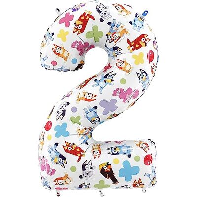 Toyland ® Bluey & Bingo folieballon met nummer, 66 cm, feestballonnen voor kinderen, nummers 1-5 verkrijgbaar Toyland ® Bluey & Bingo folieballon met nummer, 66 cm, feestballonnen voor kinderen, nummers 1-5 verkrijgbaar