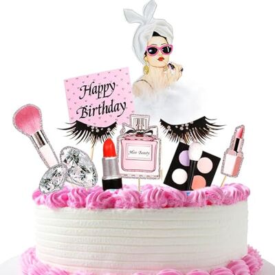 Shamoparty 8S Happy Birthday Lady Make-up Meisje Taartdecoratie Cupcake Toppers Verjaardag Shamoparty 8S Happy Birthday Lady Make-up Meisje Taartdecoratie Cupcake Toppers Verjaardag