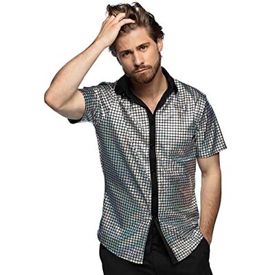 Boland Disco Diamond Disco-overhemd, overhemd met korte mouwen, T-shirt voor heren, feesttop, voor carnaval of themafeesten Boland Disco Diamond Disco-overhemd, overhemd met korte mouwen, T-shirt voor heren, feesttop, voor carnaval of themafeesten