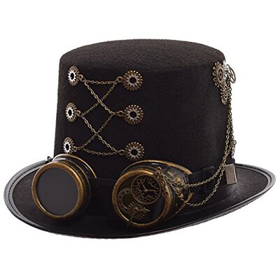 GRACEART Steampunk, hoge hoeden met bril (Verschillende stijlen), Stijl-02, L GRACEART Steampunk, hoge hoeden met bril (Verschillende stijlen), Stijl-02, L