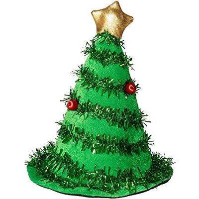 Boland 13406 Kerstboomhoed voor dames en heren, vilten hoed groen met gouden ster en slingers, kerstdecoratie, carnaval, themafeest, decoratie Boland 13406 Kerstboomhoed voor dames en heren, vilten hoed groen met gouden ster en slingers, kerstdecoratie, carnaval, themafeest, decoratie