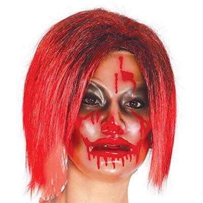 FIESTAS GUIRCA Damesmasker van transparant kunststof met bloed FIESTAS GUIRCA Damesmasker van transparant kunststof met bloed